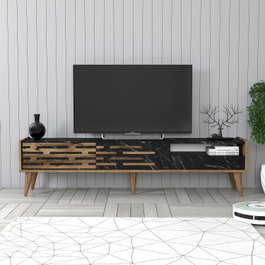 Hanah Home Soporte para TV Valensiya Nogal, Negro y Mármol